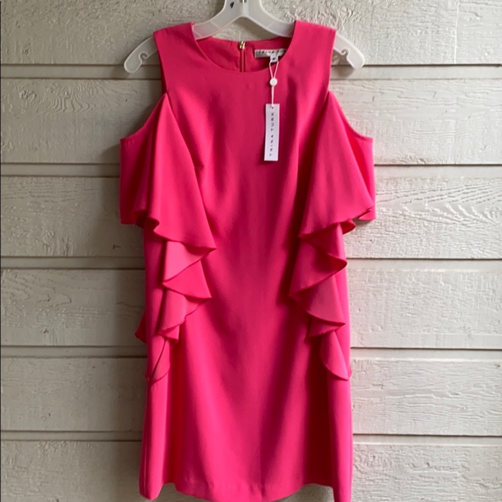 Trina Turk Lambada Fuchsia Ruffle Sleeve Mini Dress Size 6